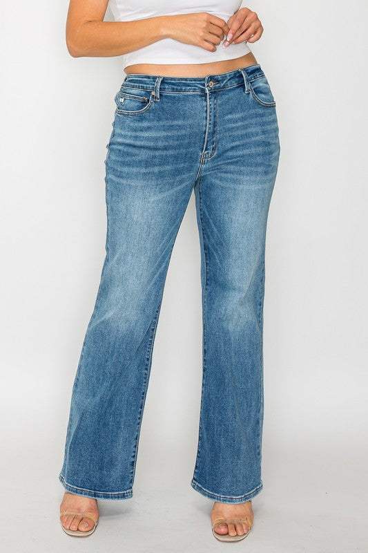 bytos Full Size Cat's Whiskers Mid Rise Bootcut Jeans - Trendsi - Flyclothing LLC