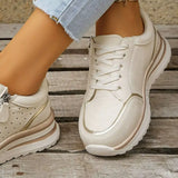 Round Toe Lace Up Sneakers - Trendsi - Flyclothing LLC