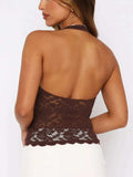 Lace Backless Halter Neck Cami - Trendsi - Flyclothing LLC