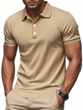 Men's Full Size Ribbed Short Sleeve Polo Plus Size - Trendsi - Flyclothing LLC