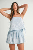 MABLE Embroidered Crop Cami and Balloon Mini Skirt Set - Trendsi