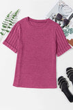 Round Neck Short Sleeve T-Shirt - Trendsi - Flyclothing LLC