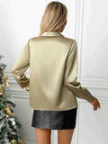 Collared Neck Button Down Long Sleeve Shirt - Trendsi - Flyclothing LLC
