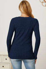 Basic Bae Full Size Ribbed V-Neck Long Sleeve T-Shirt - ShopBasicbae - Flyclothing LLC