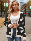 Heart Button Up Dropped Shoulder Long Sleeve Cardigan - Trendsi - Flyclothing LLC