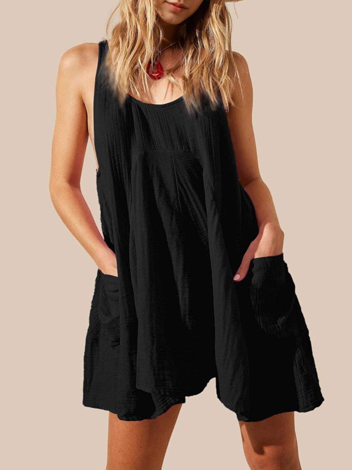 Devine Tied Scoop Neck Wide Strap Mini Dress - Trendsi - Flyclothing LLC