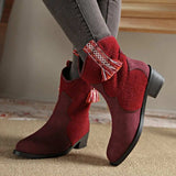 Suede Point Toe Block Heel Boots - Trendsi - Flyclothing LLC