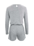 Long Sleeve Drawstring Romper - Trendsi - Flyclothing LLC