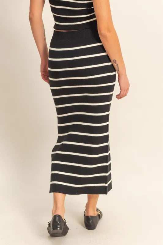 HYFVE Side Slit Striped Bodycon Sweater Skirt - Trendsi - Flyclothing LLC