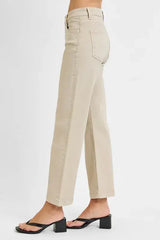 RISEN Full Size Tummy Control Mid Rise Ankle Straight Jeans Plus Size - Trendsi - Flyclothing LLC