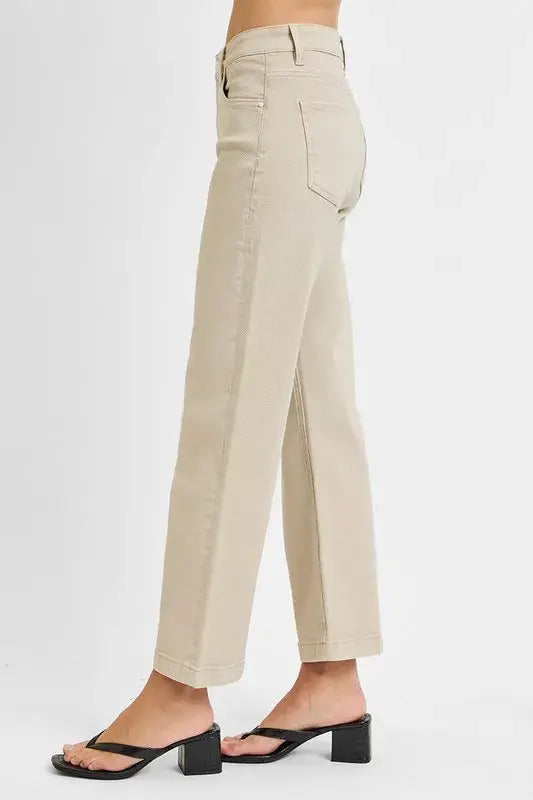RISEN Full Size Tummy Control Mid Rise Ankle Straight Jeans Plus Size - Trendsi - Flyclothing LLC