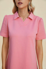 Double Take Full Size Texture Short Sleeve Dress - Trendsi - Flyclothing LLC