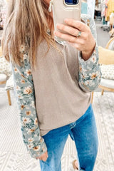 Floral Long Sleeve Round Neck Blouse - Trendsi - Flyclothing LLC