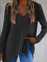 Full Size V-Neck Long Sleeve T-Shirt - Trendsi - Flyclothing LLC