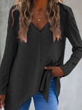 Full Size V-Neck Long Sleeve T-Shirt - Trendsi - Flyclothing LLC