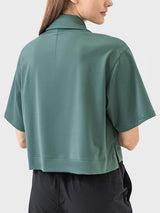 Half Button Short Sleeve Active T-Shirt - Trendsi - Flyclothing LLC