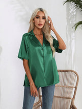 Button Down Short Sleeve Shirt - Trendsi - Flyclothing LLC