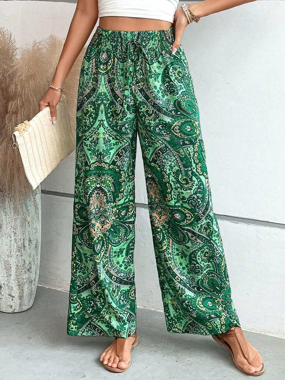 Printed Wide Leg Pants - Trendsi - Flyclothing LLC