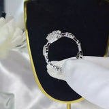 925 Sterling Silver Moissanite Flower Ring - Trendsi - Flyclothing LLC