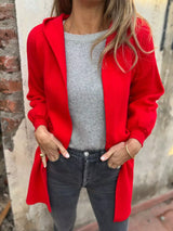 Full Size Open Front Drop Shoulder Hooded Cardigan Plus Size - Trendsi - Flyclothing LLC