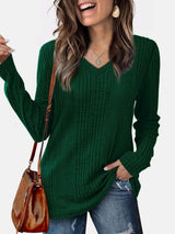 V-Neck Long Sleeve T-Shirt - Trendsi - Flyclothing LLC