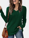 V-Neck Long Sleeve T-Shirt - Trendsi - Flyclothing LLC