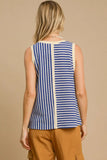 Umgee Round Neck Texture Striped Tank - Trendsi