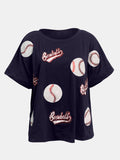 Baseball Round Neck Half Sleeve T-Shirt - Trendsi