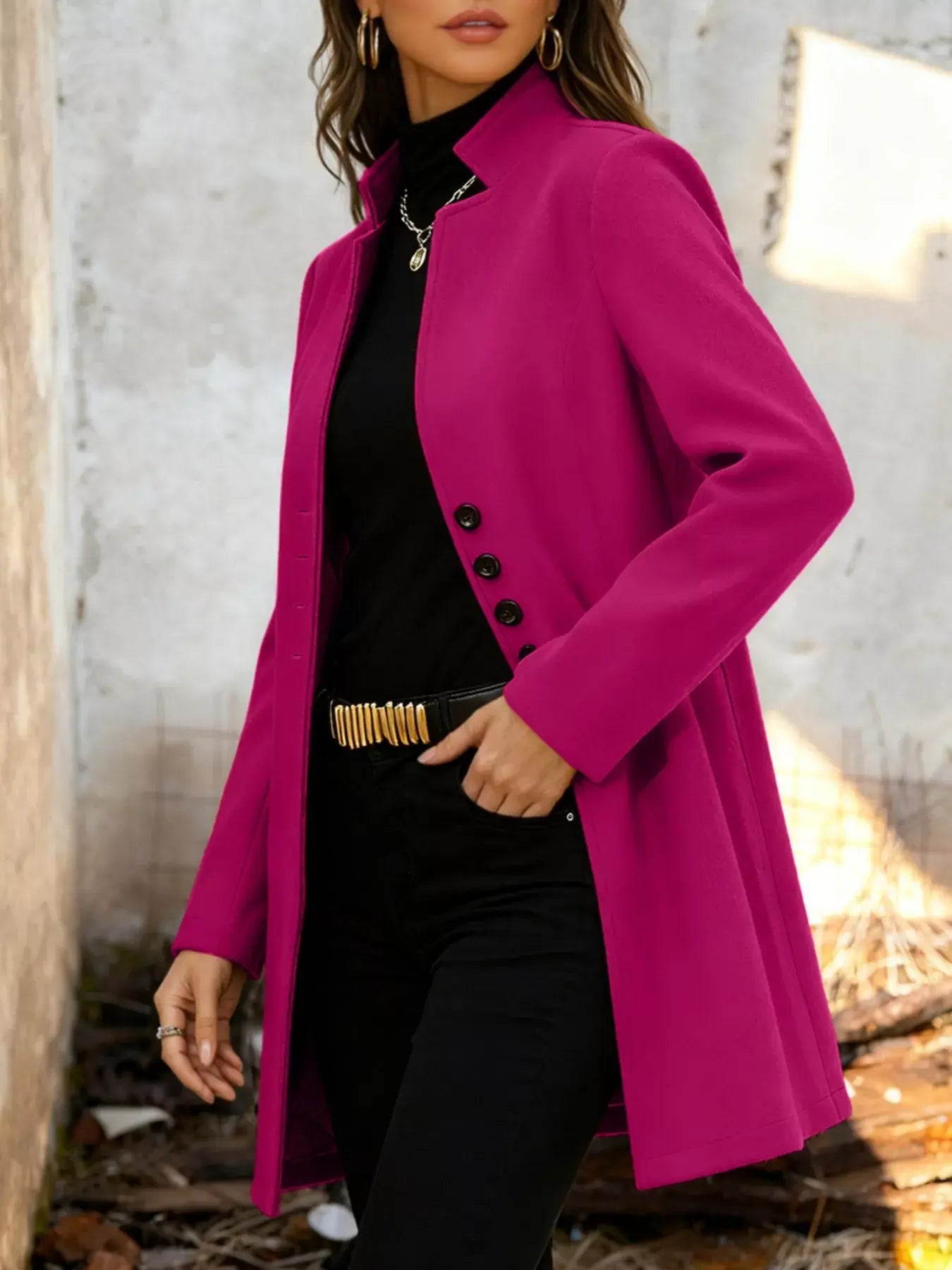 Button-Down Longline Outerwear - Trendsi - Flyclothing LLC