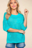 Haptics Floral Crochet Side Slit Knit Top - Trendsi - Flyclothing LLC