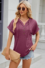 Florira Hooded Short Sleeve T-Shirt - Trendsi - Flyclothing LLC