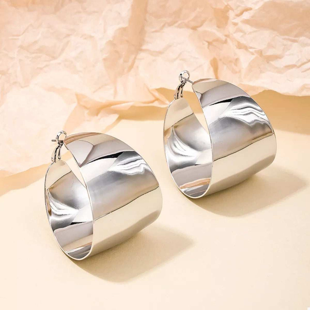 Alloy Wide Hoop Earrings - Trendsi - Flyclothing LLC