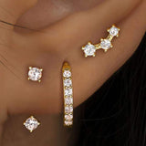 Womens Brass Earrings Set With Silver Needles And Real Gold Plating - My Store - Flyclothing LLC