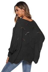 Round Neck Long Sleeve Openwork Sweater - Trendsi - Flyclothing LLC
