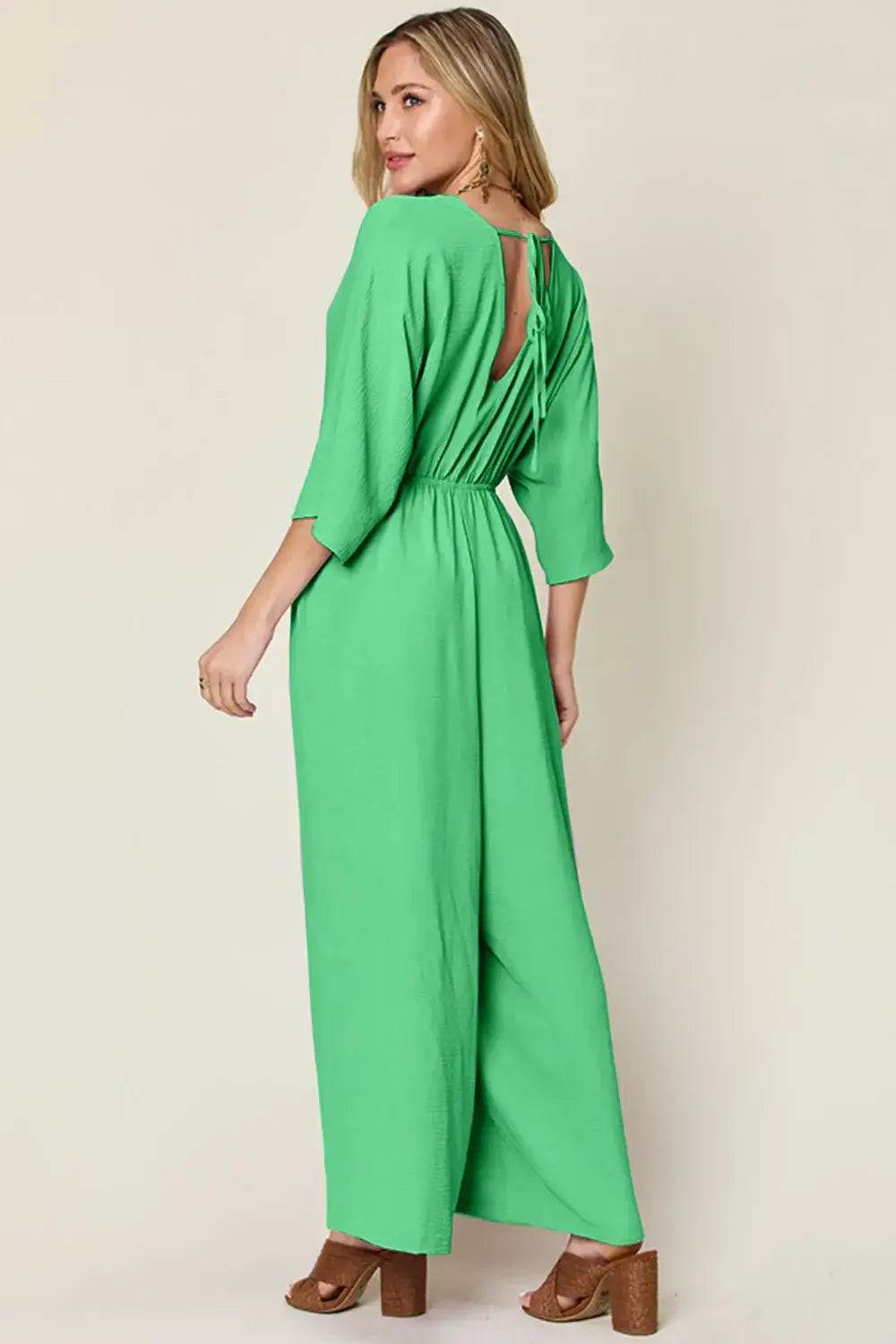 Double Take Full Size Surplice Wide Leg Jumpsuit with Pockets - Trendsi - Flyclothing LLC