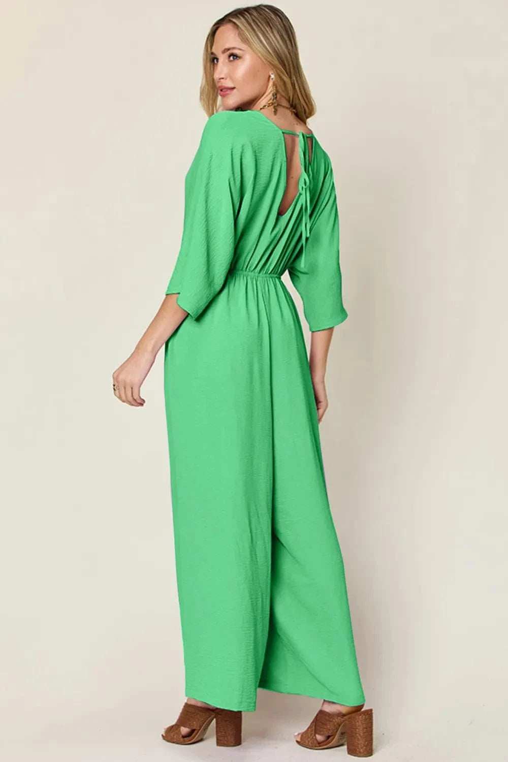 Double Take Full Size Surplice Wide Leg Jumpsuit with Pockets - Trendsi - Flyclothing LLC