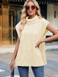Side Slit Turtleneck Sweater Vest - Trendsi - Flyclothing LLC