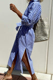Tied Button Up Three-Quarter Sleeve Dress - Trendsi - Flyclothing LLC
