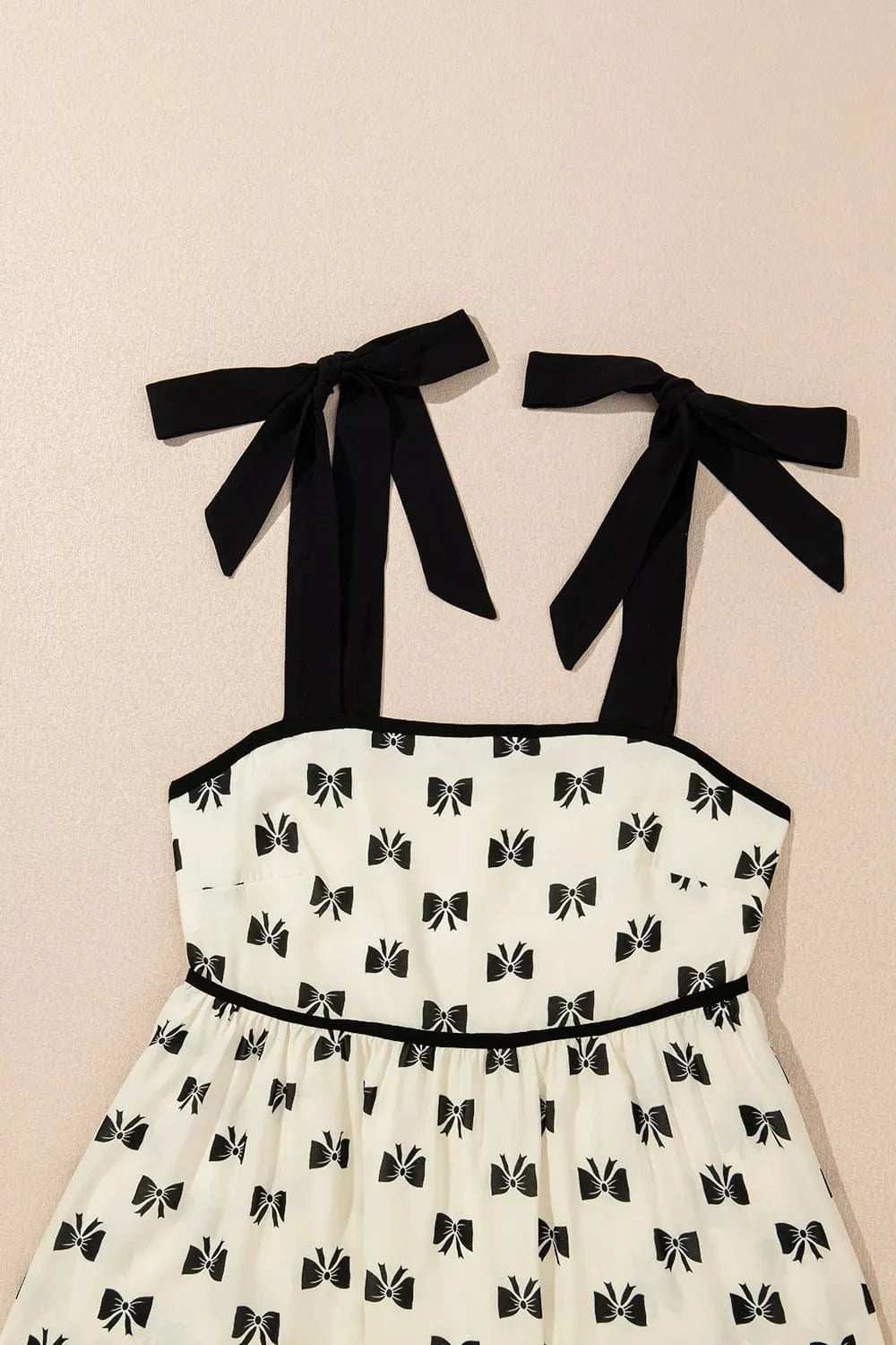 Bow Knot Color Contrast Trim Knotted Shoulder Mini Dress - Trendsi - Flyclothing LLC