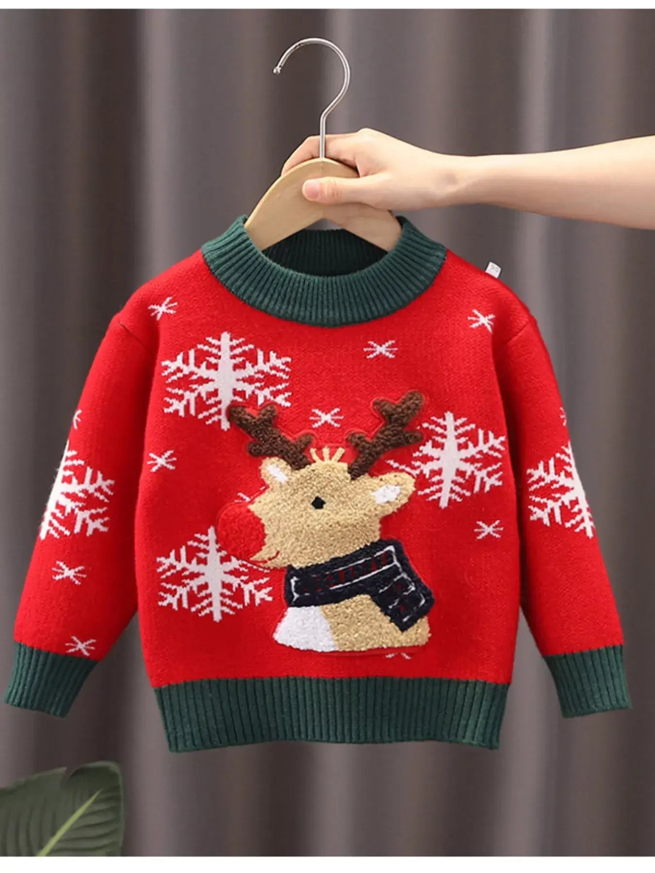 Children's Christmas Reindeer Snowflake Knitted Sweater - Trendsi - Flyclothing LLC