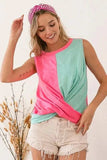 BiBi Slub Terry Color Block Twisted Top - Trendsi - Flyclothing LLC