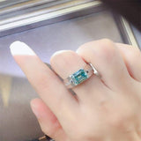 3 Carat 925 Sterling Silver Moissanite Rectangle Shape Ring - Trendsi - Flyclothing LLC