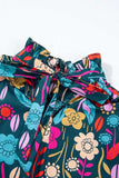 Printed Tie Neck Half Sleeve Blouse - Trendsi - Flyclothing LLC