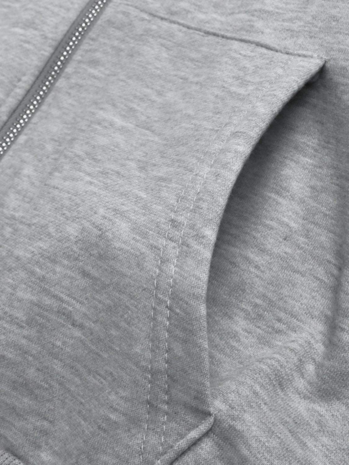 Perfee Rhinestone Zip Up Long Sleeve Hoodie - Trendsi - Flyclothing LLC