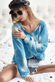 BiBi Tie Dye Hacci Top with Contrast Stitching Detail - Trendsi - Flyclothing LLC