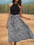 Leopard Halter Neck Midi Dress - Trendsi