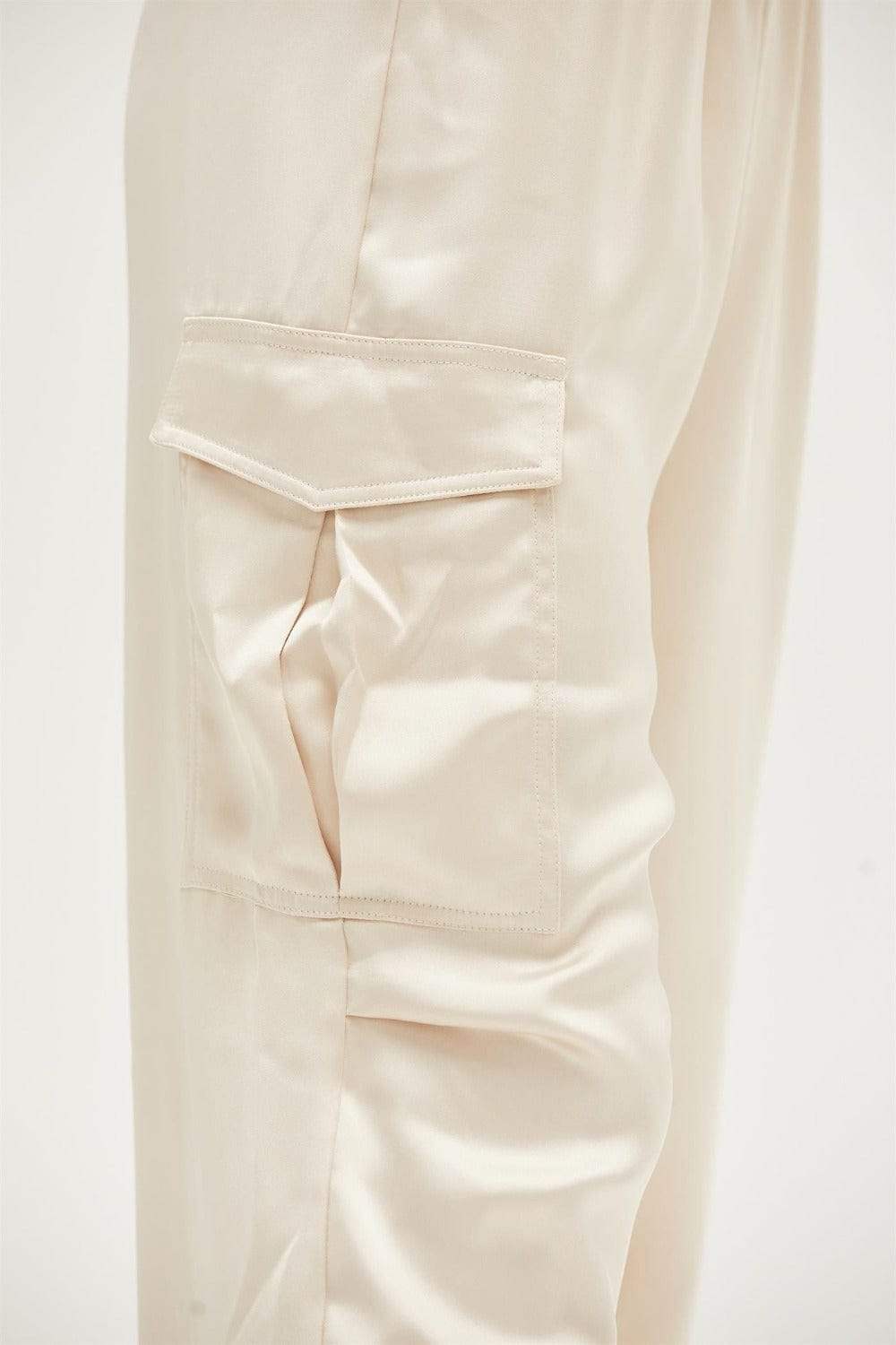HYFVE Approach Satin Drawstring Hem Cargo Pants - Trendsi - Flyclothing LLC