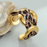 Leopard Ribbon 18K Gold-Plated Open Bracelet - Trendsi - Flyclothing LLC