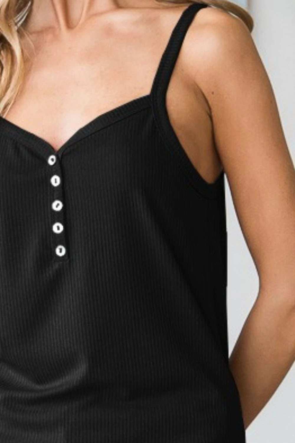 Heimish Full Size Quarter Button Ribbed Cami - Trendsi - Flyclothing LLC