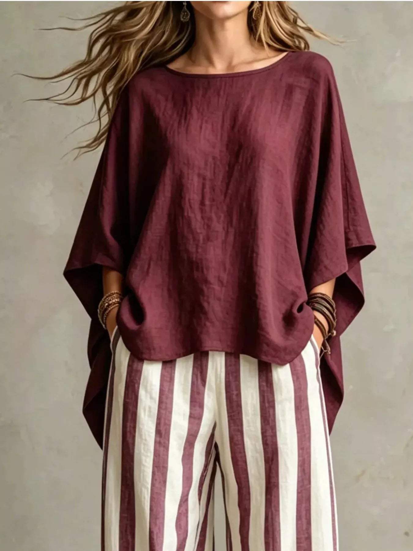 Full Size Solid Color Top and Pants Set Plus Size - Trendsi - Flyclothing LLC